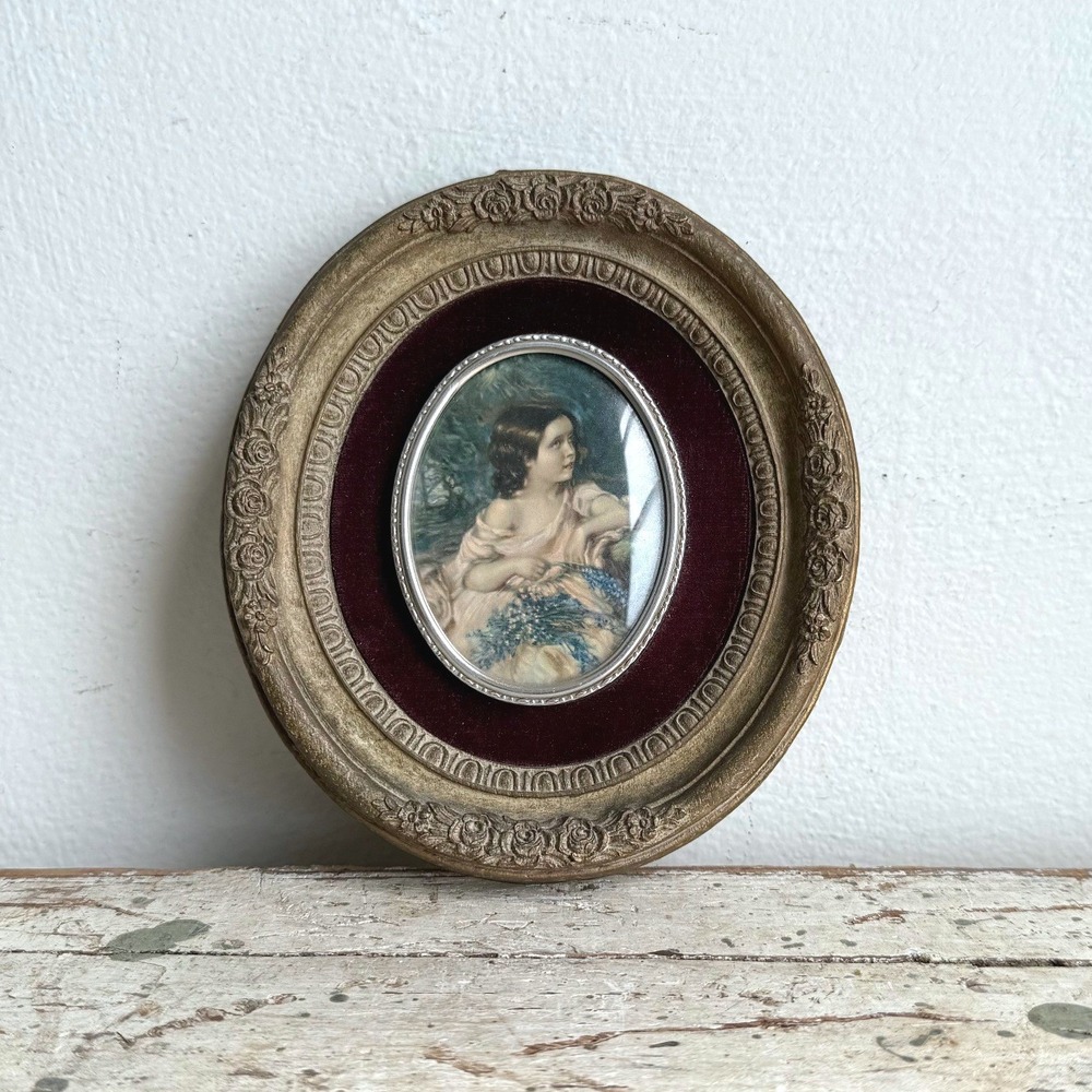Vintage Cameo Creation Spring Flowers John Thomas Peele Gold Frame 6.5"